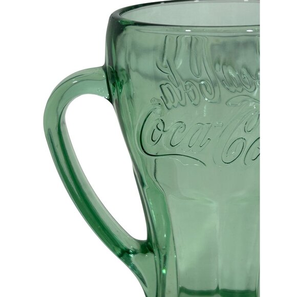Libbey COKE Float Glass Coca Cola USA 14oz Logo 6.25” Vtg Green Glazed Handled - Picture 5 of 13